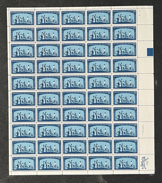 US 2153 Mint Sheet (MNH) Social Security Act 50th Anniversary 22-Cent 1985 ZAYIX