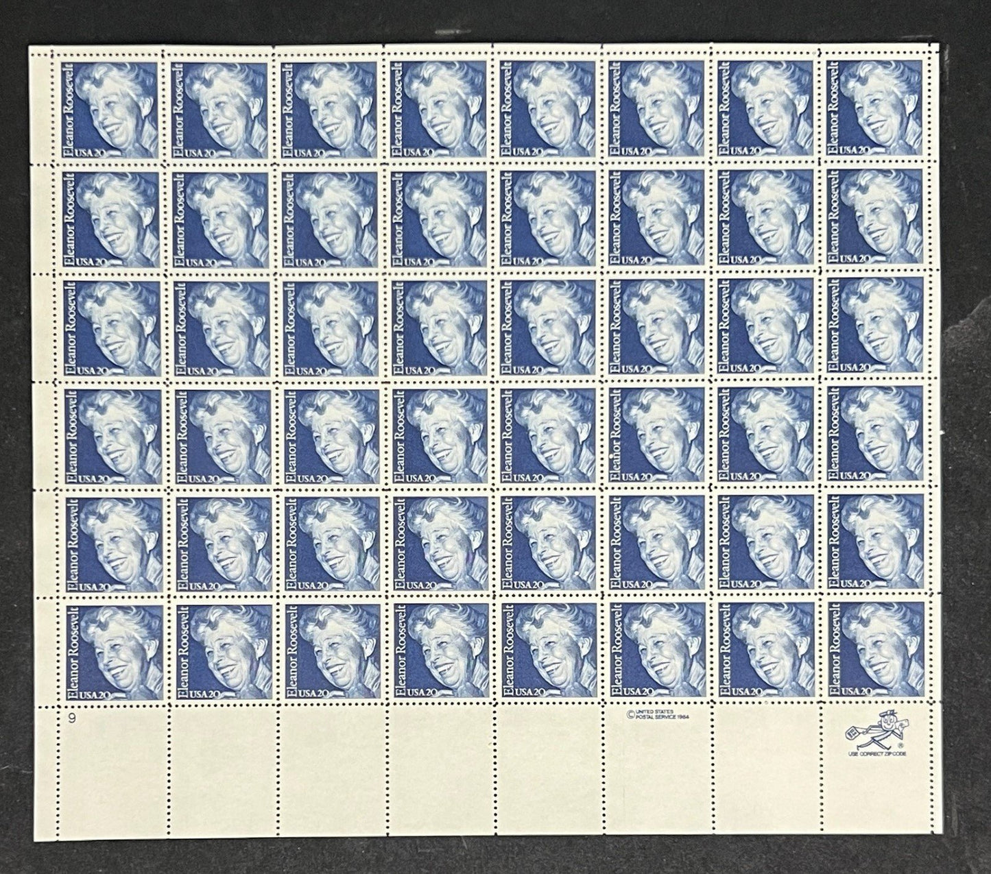 US 2105 Mint Sheet (MNH) Eleanor Roosevelt First Lady 20-Cent 1984 ZAYIX