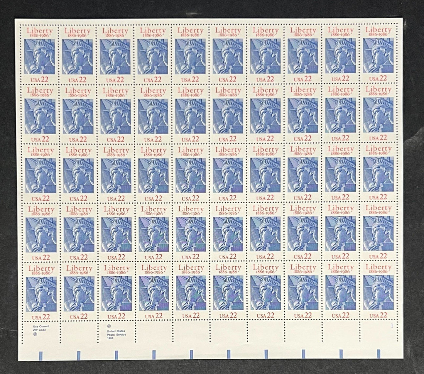 US 2224 Mint Sheet (MNH) Statue of Liberty 100th Anniversary 22-Cent 1986 ZAYIX