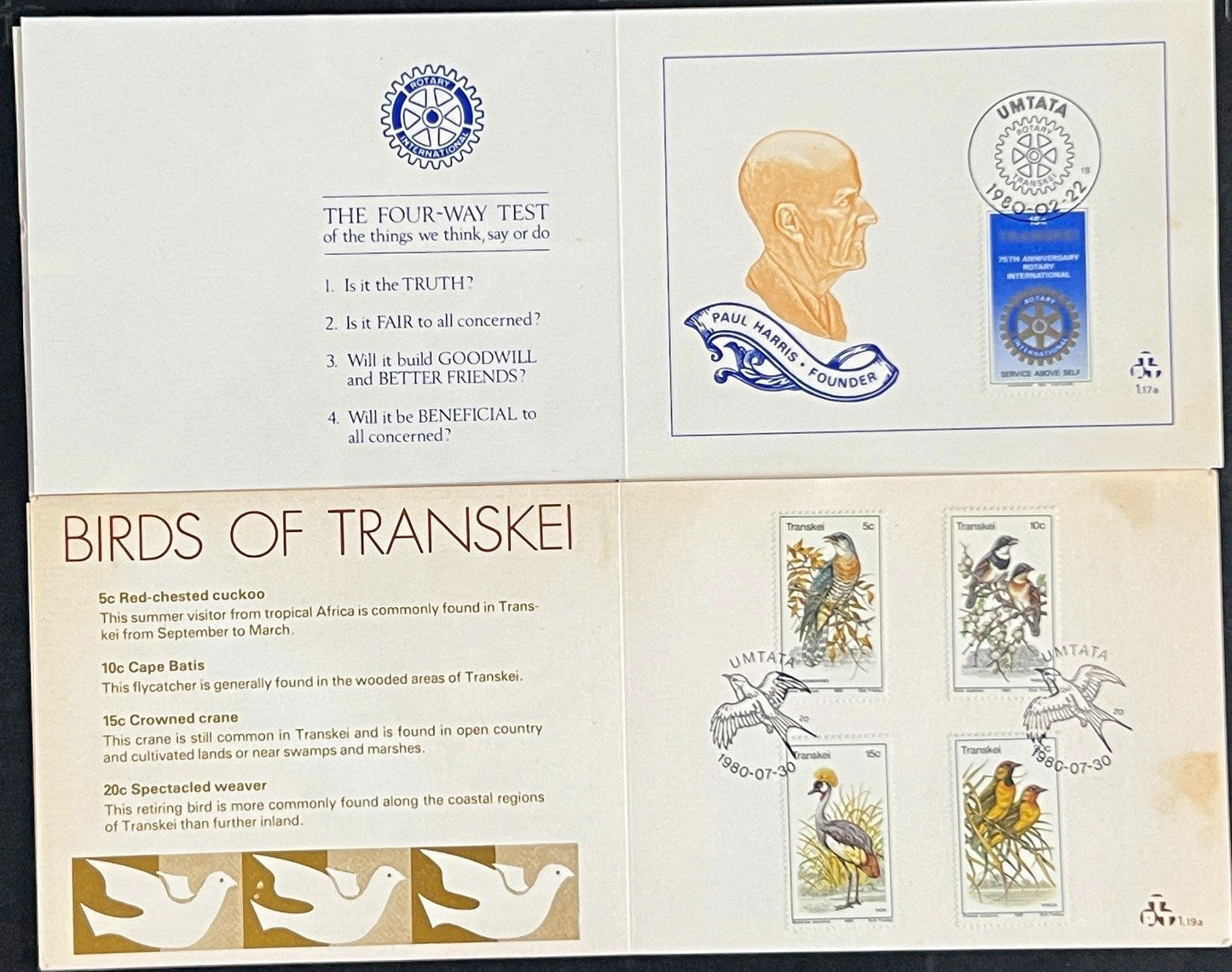 Transkei First Day Cover Collection Nature, Birds, Flowers 03 FDC 1980 ZAYIX