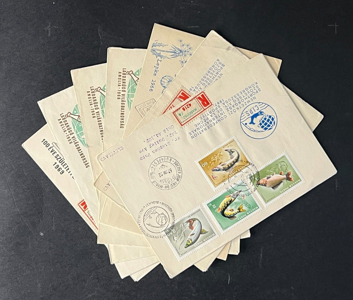 Hungary First Day Cover Collection Fish, Soccer, Butterflies 7 FDC 1969 ZAYIX