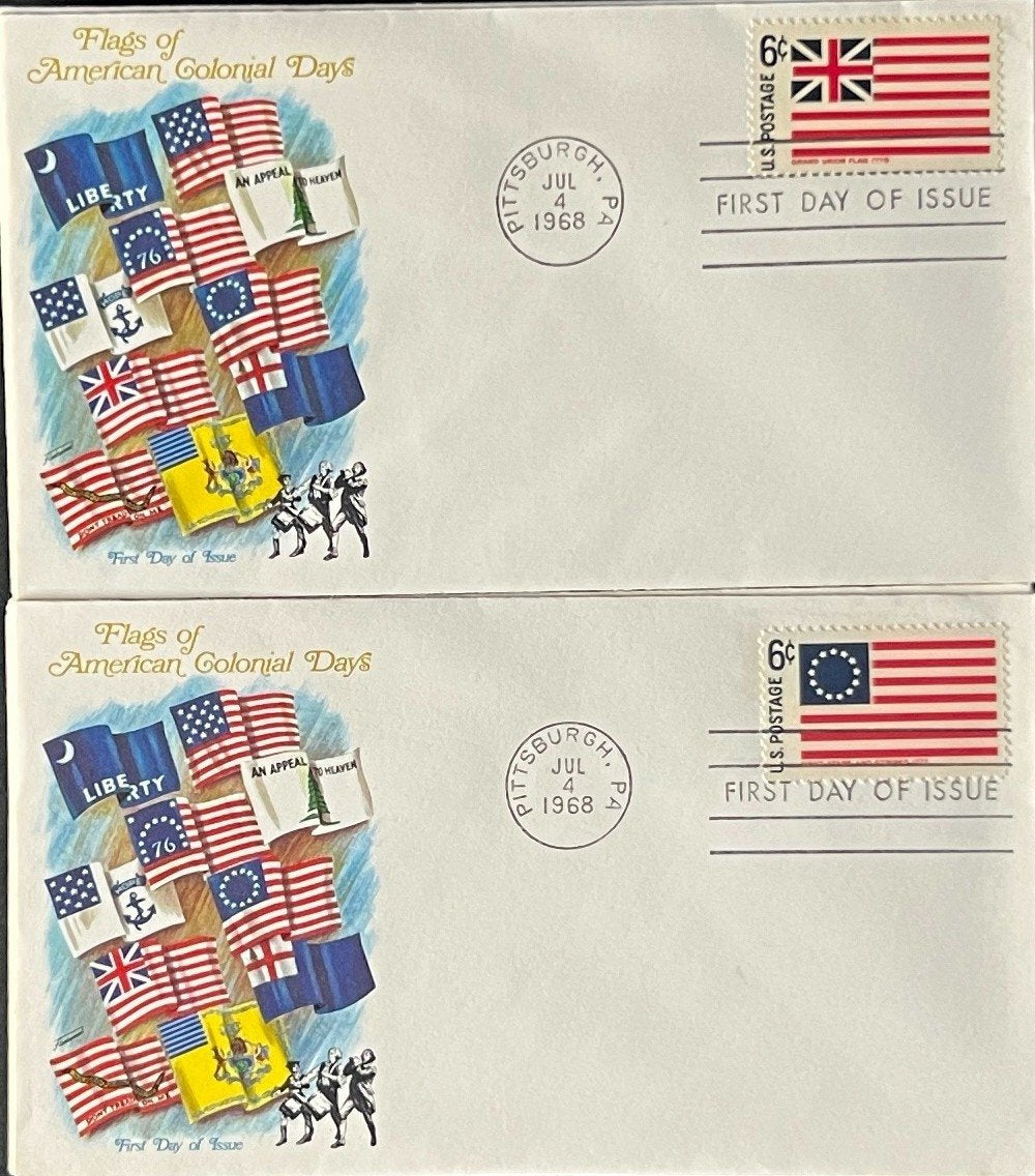 Historic Flags First Day Cover Collection 2 Sets Farnham & Fleetwood 1968 ZAYIX