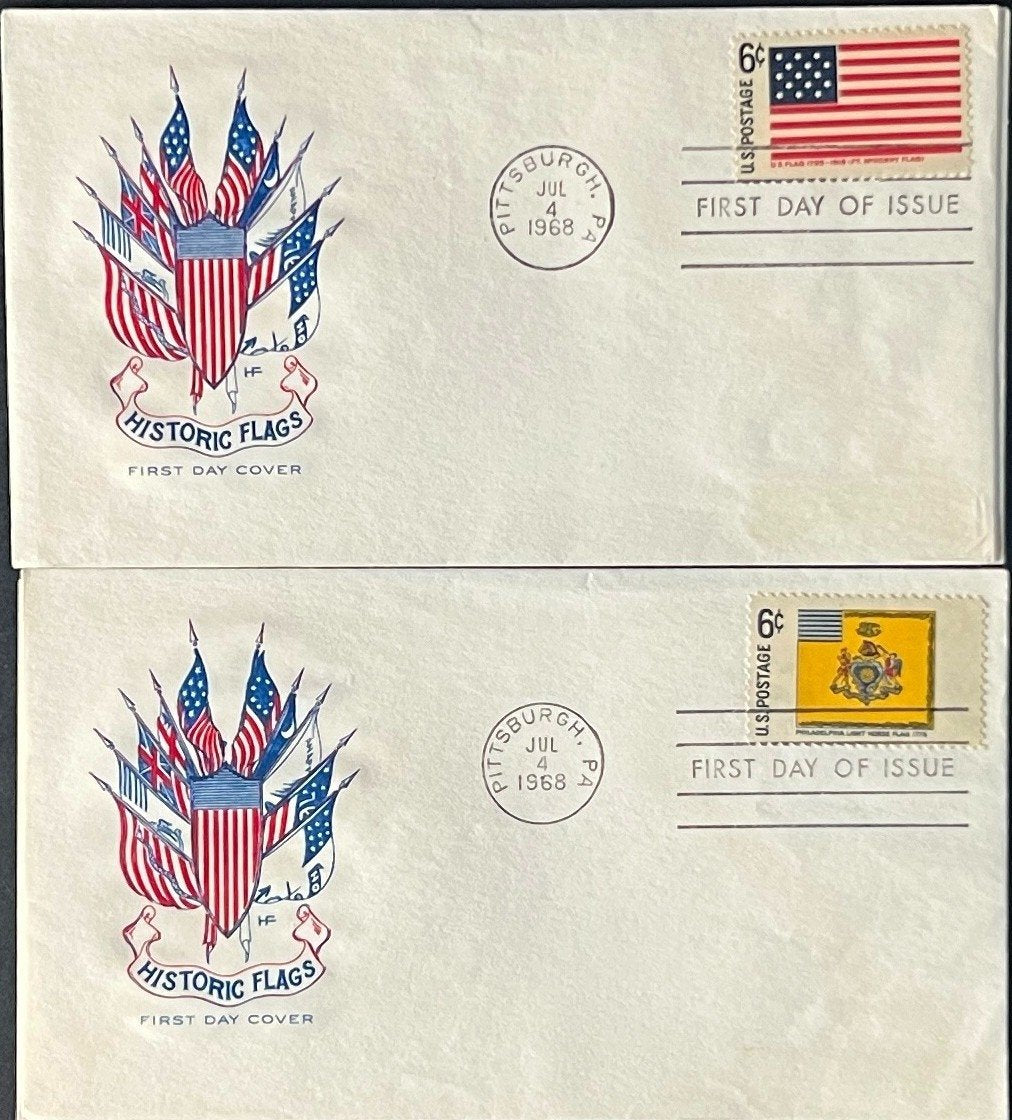 Historic Flags First Day Cover Collection 2 Sets Farnham & Fleetwood 1968 ZAYIX