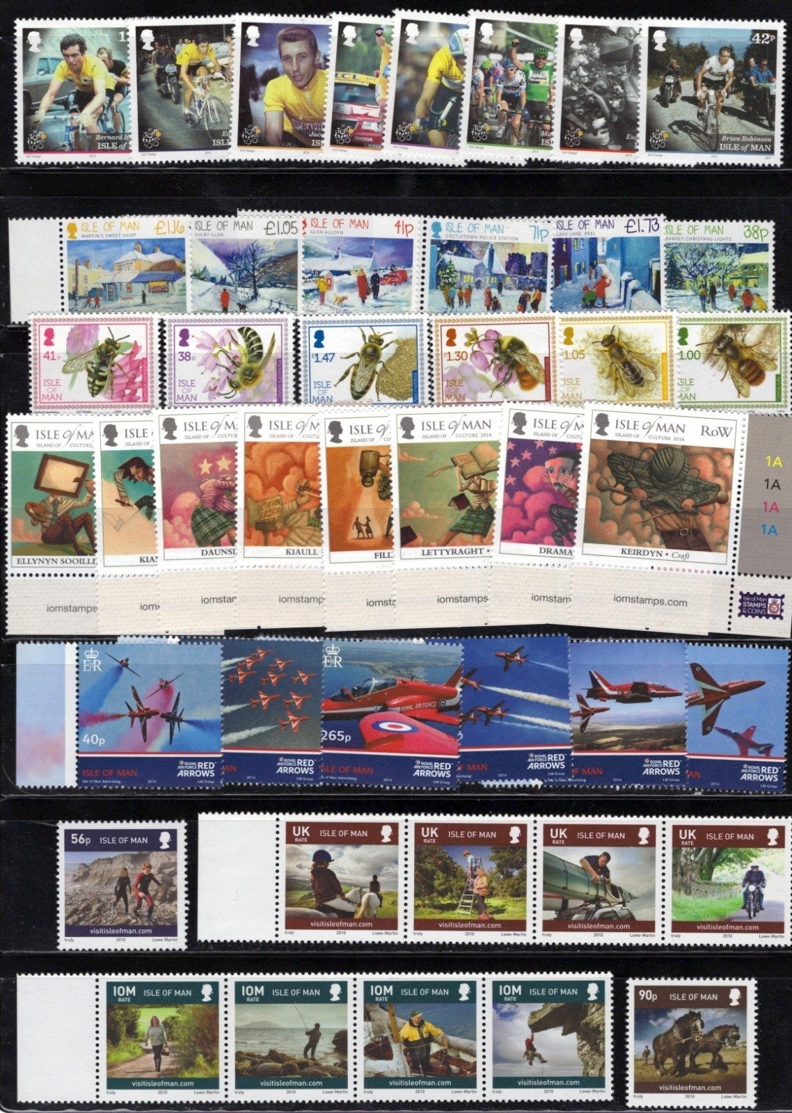 Isle of Man IOM Commemorative & Topicals Bees Airplanes Cycling $161CV MNH ZAYIX