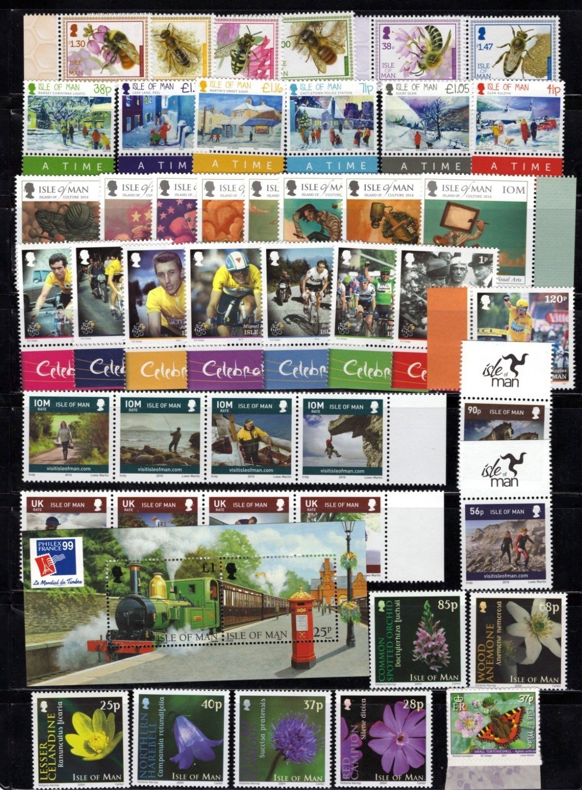 Isle of Man IOM Commemorative & Topicals Flowers Insects Sports $145CV MNH ZAYIX