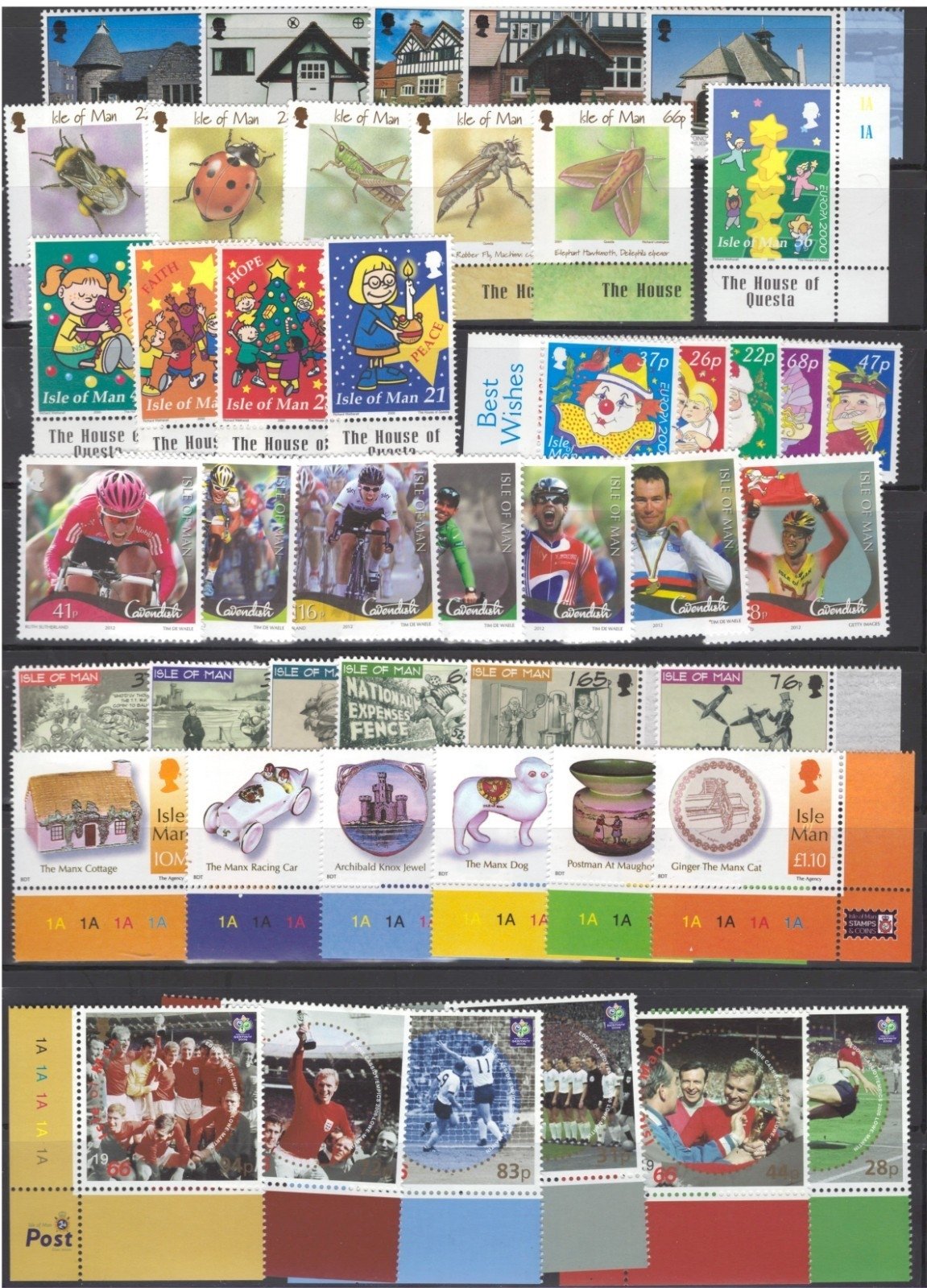 Isle of Man IOM Commemorative & Topicals Flowers Insects Sports $145CV MNH ZAYIX