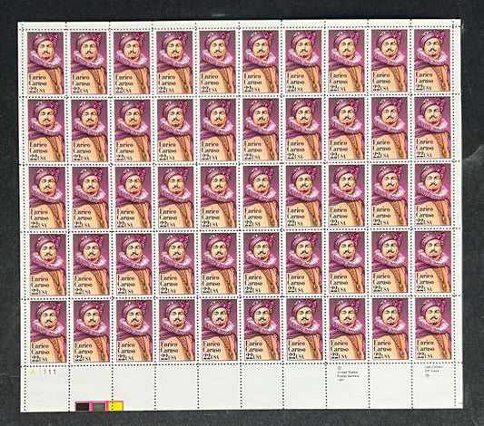 US 2250 Mint Sheet (MNH) Enrico Caruso Opera Performing Arts 22-Cent 1987 ZAYIX