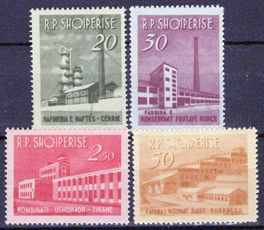Albania 697-700 MNH Industry, Oil Refinery, Canning Tanning ZAYIX 1223S0245M