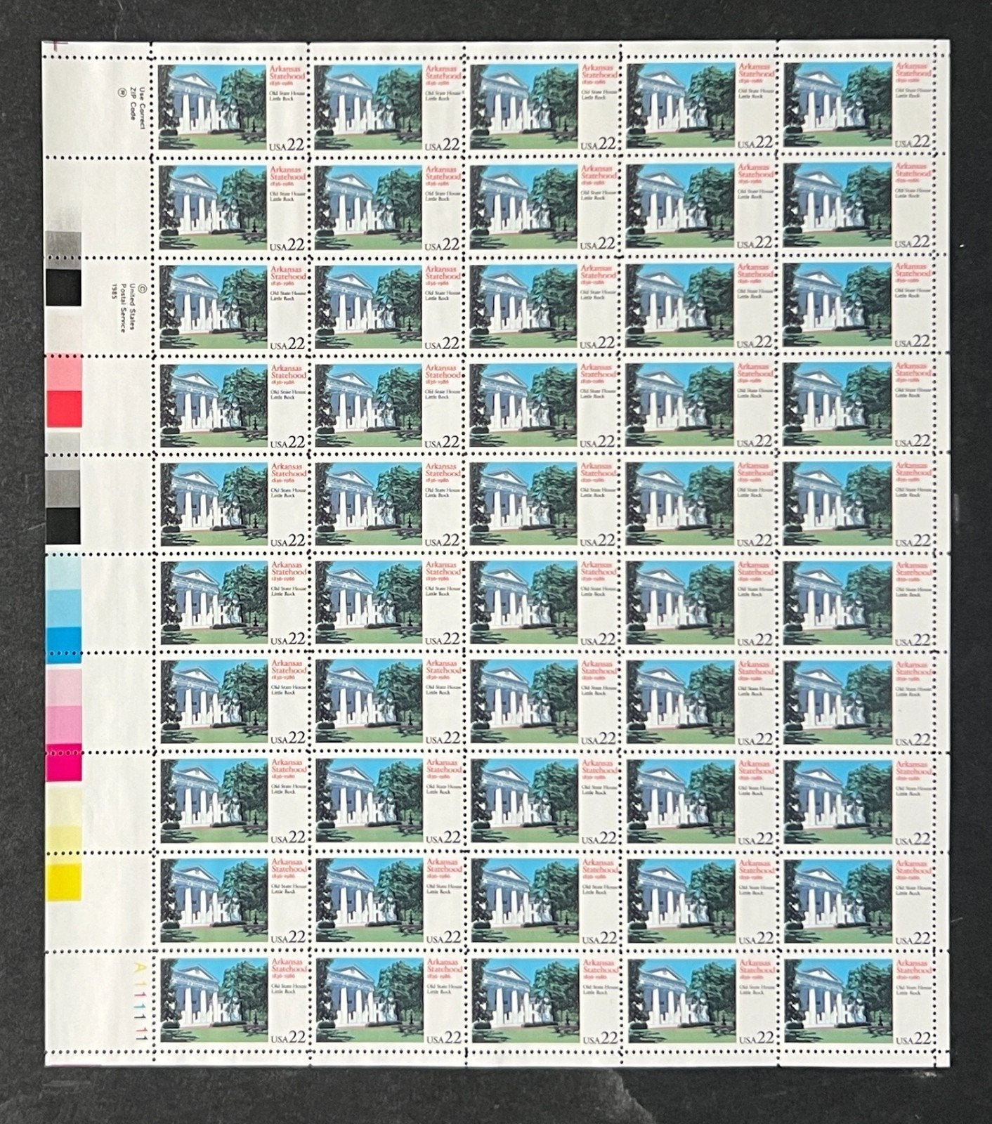US 2167 Mint Sheet (MNH) Arkansas Statehood 150th Anniversary 22-Cent 1986 ZAYIX