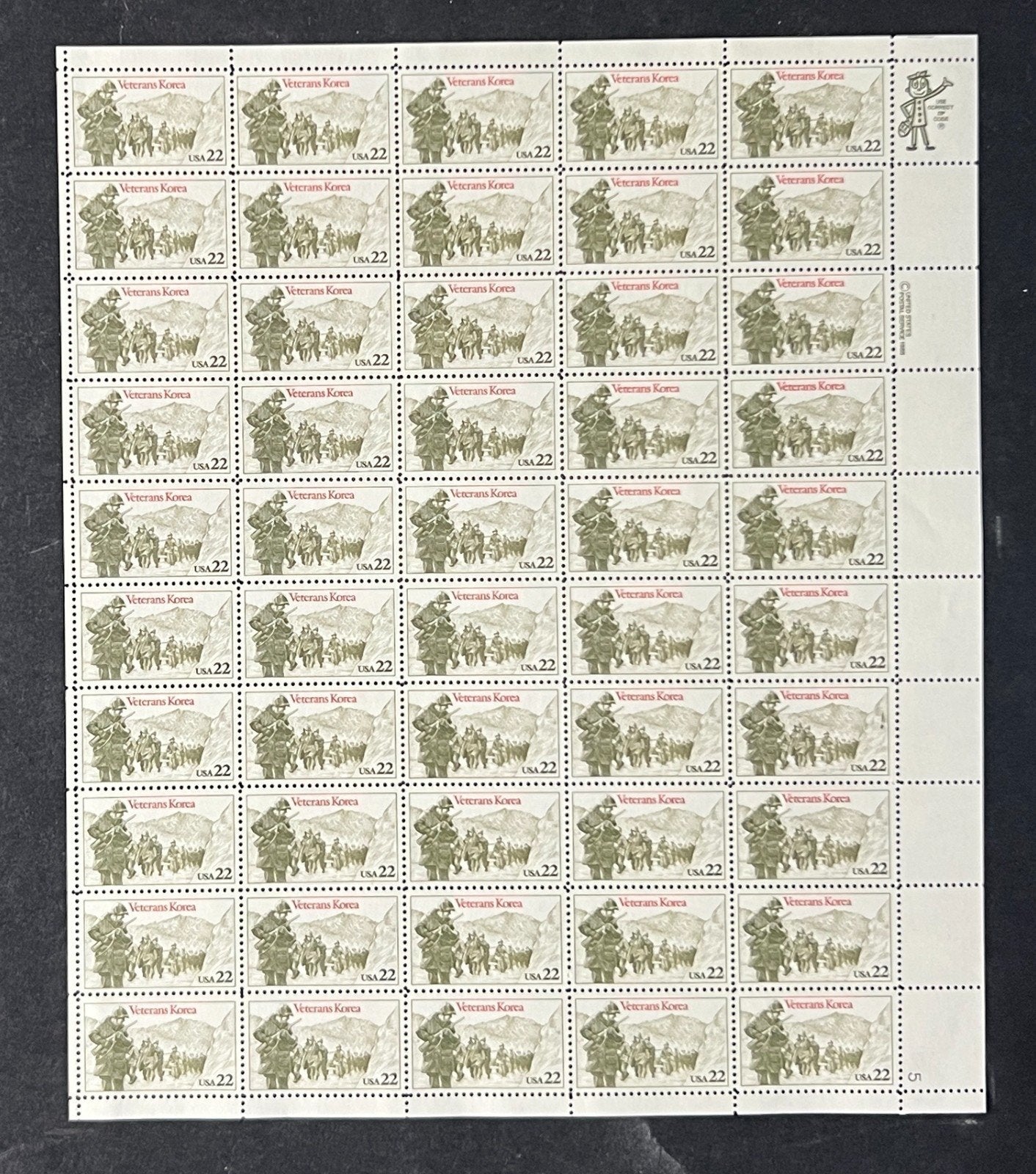 US 2152 Mint Sheet (MNH) Korean War Veterans 22-Cent 1985 ZAYIX