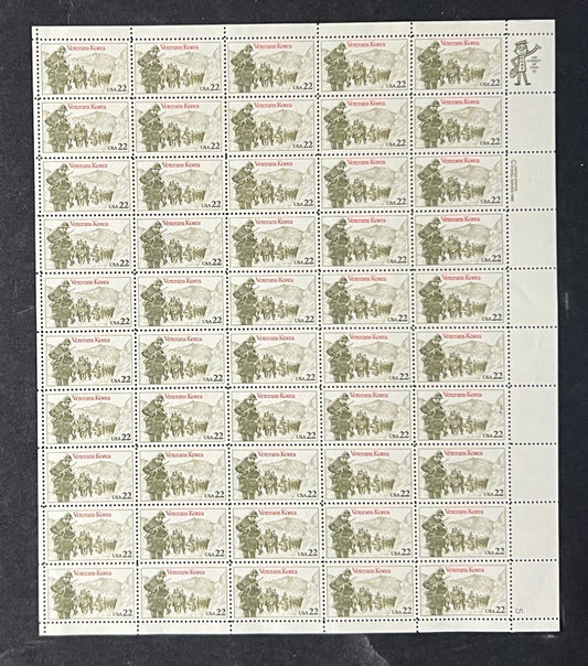 US 2152 Mint Sheet (MNH) Korean War Veterans 22-Cent 1985 ZAYIX