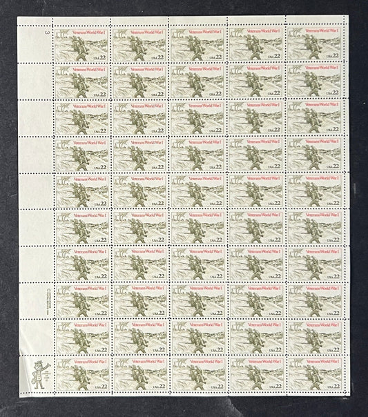 US 2154 Mint Sheet (MNH) World War 1 Veterans 22-Cent 1985 ZAYIX