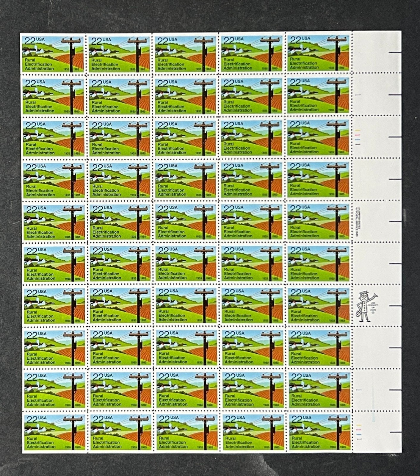 US 2144 Mint Sheet (MNH) Rural Electrification Administration 22-Cent 1985 ZAYIX