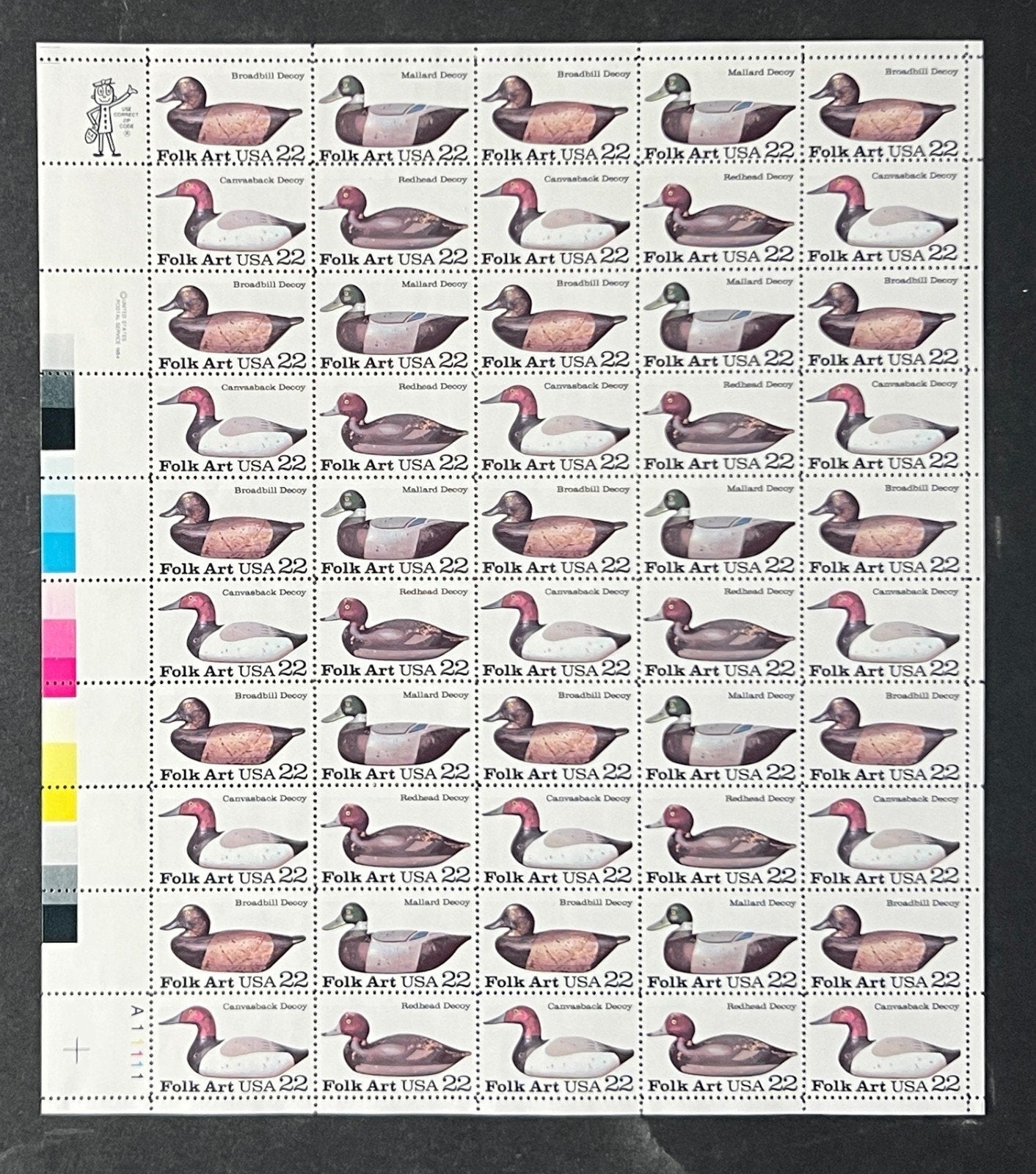 US 2138-2141 Mint Sheet (MNH) Duck Decoys 22-Cent 1985 ZAYIX