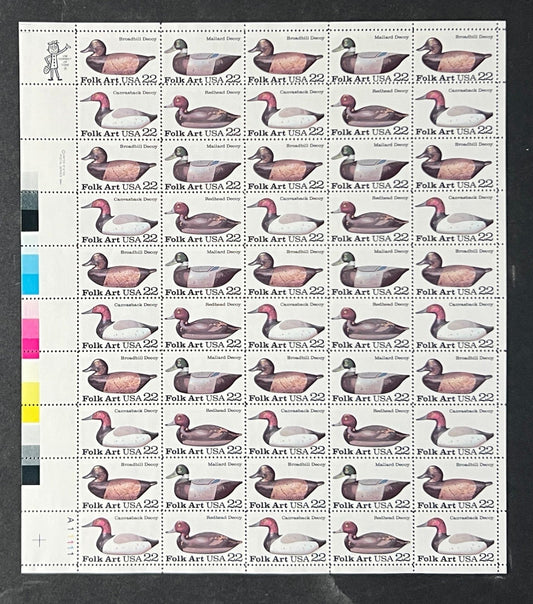 US 2138-2141 Mint Sheet (MNH) Duck Decoys 22-Cent 1985 ZAYIX