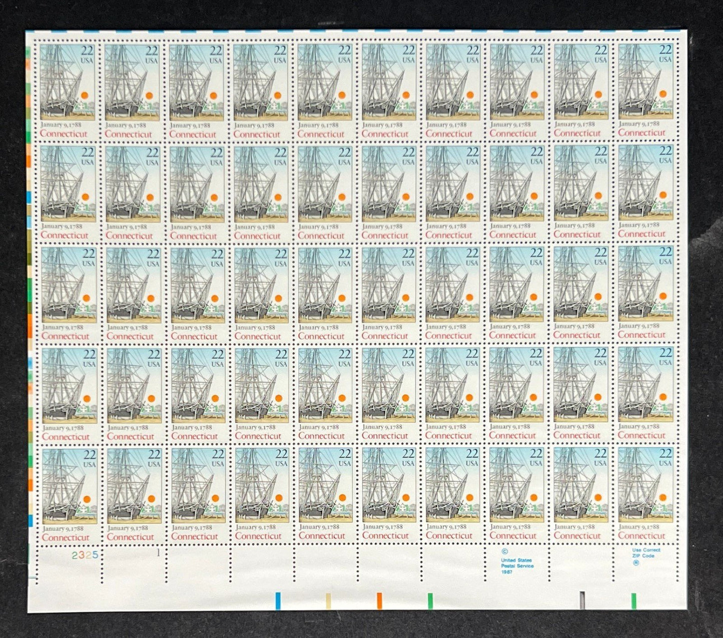 US 2340 Mint Sheet (MNH) Connecticut 22-Cent 1988 ZAYIX