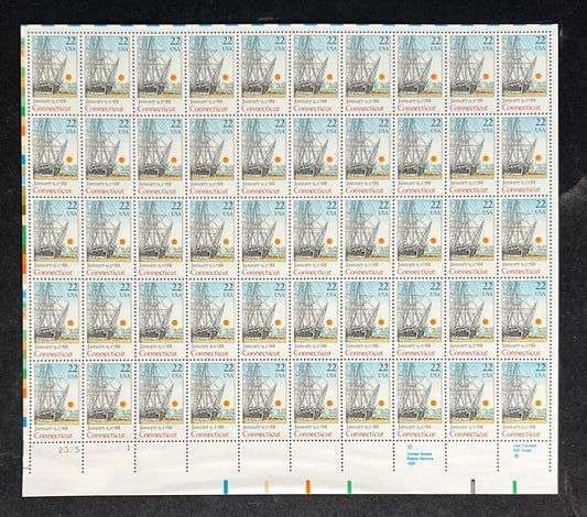 US 2340 Mint Sheet (MNH) Connecticut 22-Cent 1988 ZAYIX