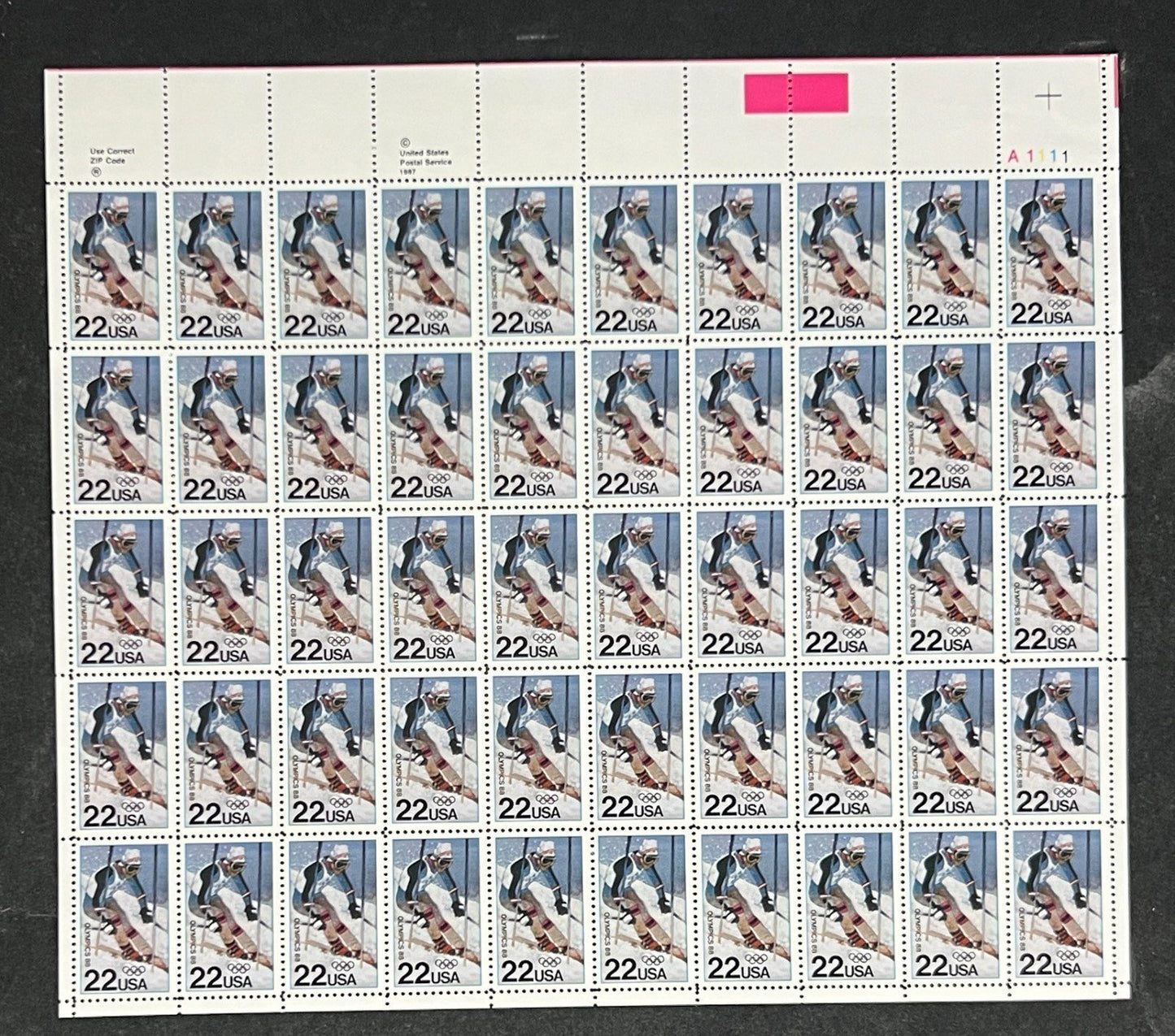 US 2369 Mint Sheet (MNH) Winter Olympics Calgary Canada Skiing 22Cent 1988 ZAYIX
