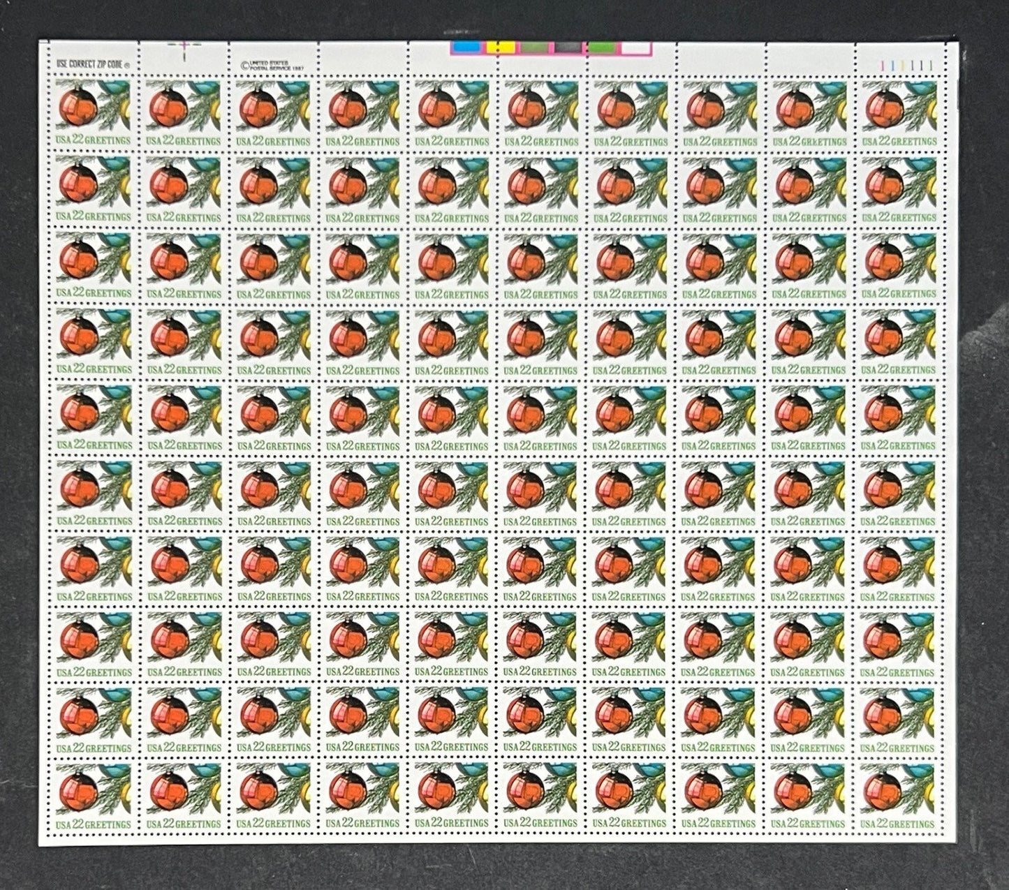 US 2368 Mint Sheet (MNH) Christmas Ornaments 22-Cent 1987 ZAYIX