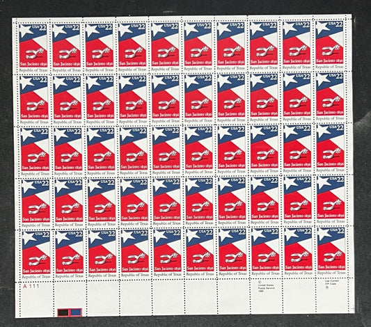US 2204 Mint Sheet (MNH) Republic of Texas 150th Anniversary 22-Cent 1986 ZAYIX