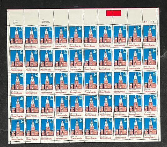 US 2337 Mint Sheet (MNH) Pennsylvania 22-Cent 1987 ZAYIX