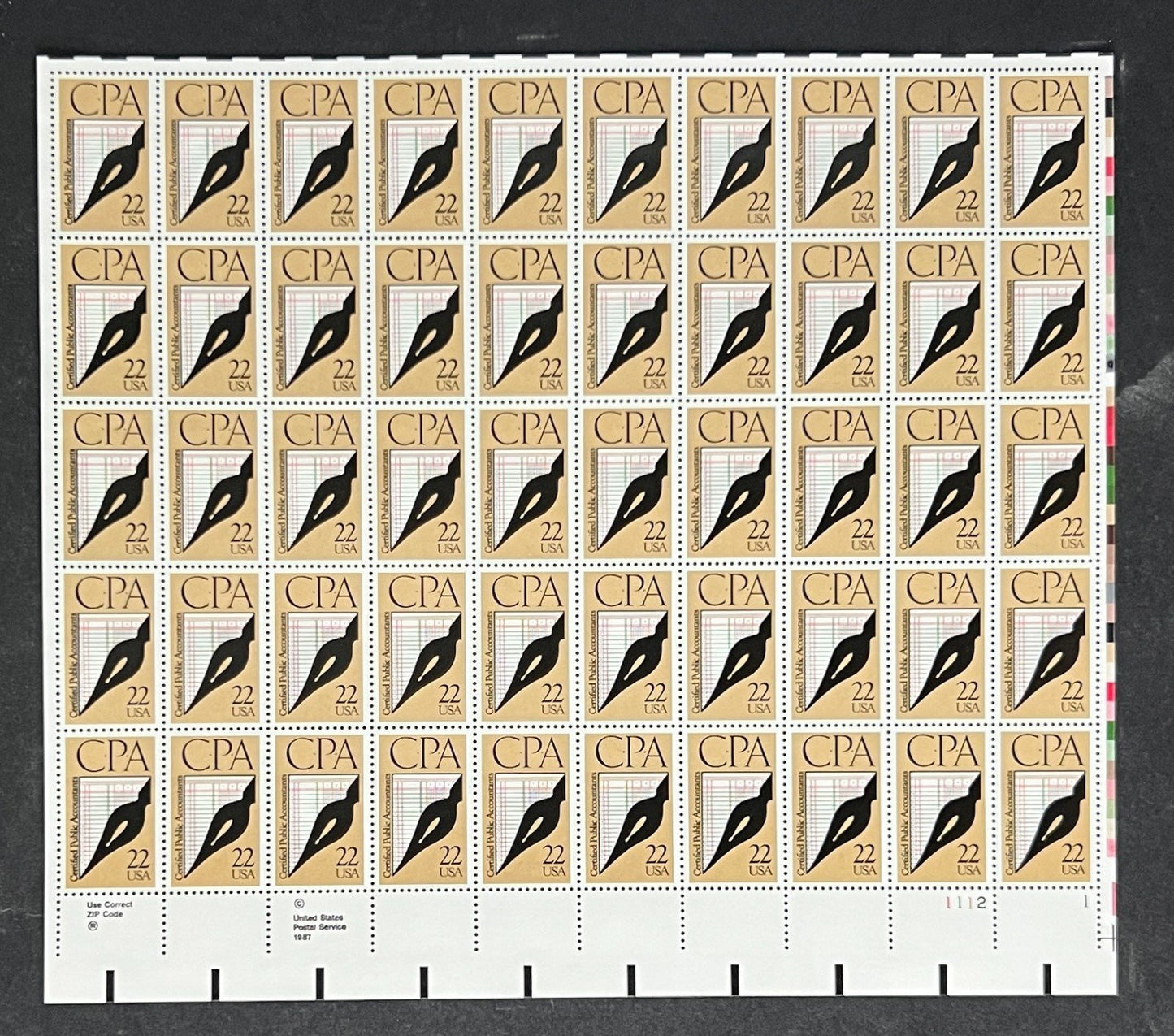 US 2361 Mint Sheet (MNH) Certified Public Accounting 22-Cent 1987 ZAYIX