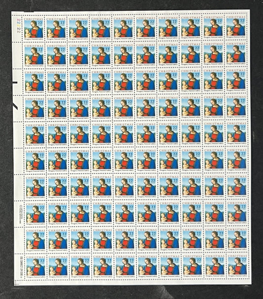 US 2244 Mint Sheet (MNH) Christmas Perugino Madonna & Child 22-Cent 1986 ZAYIX