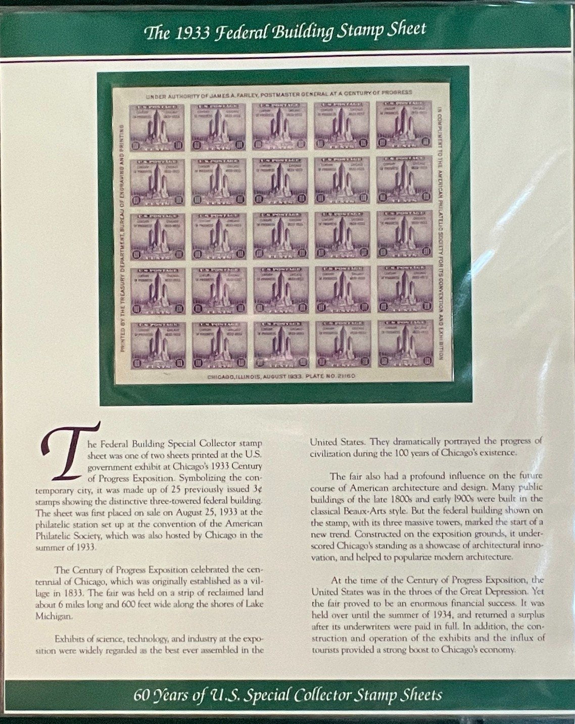 US Special Collector Stamp Sheets Collection Album (MNH) 1933-2002 ZAYIX