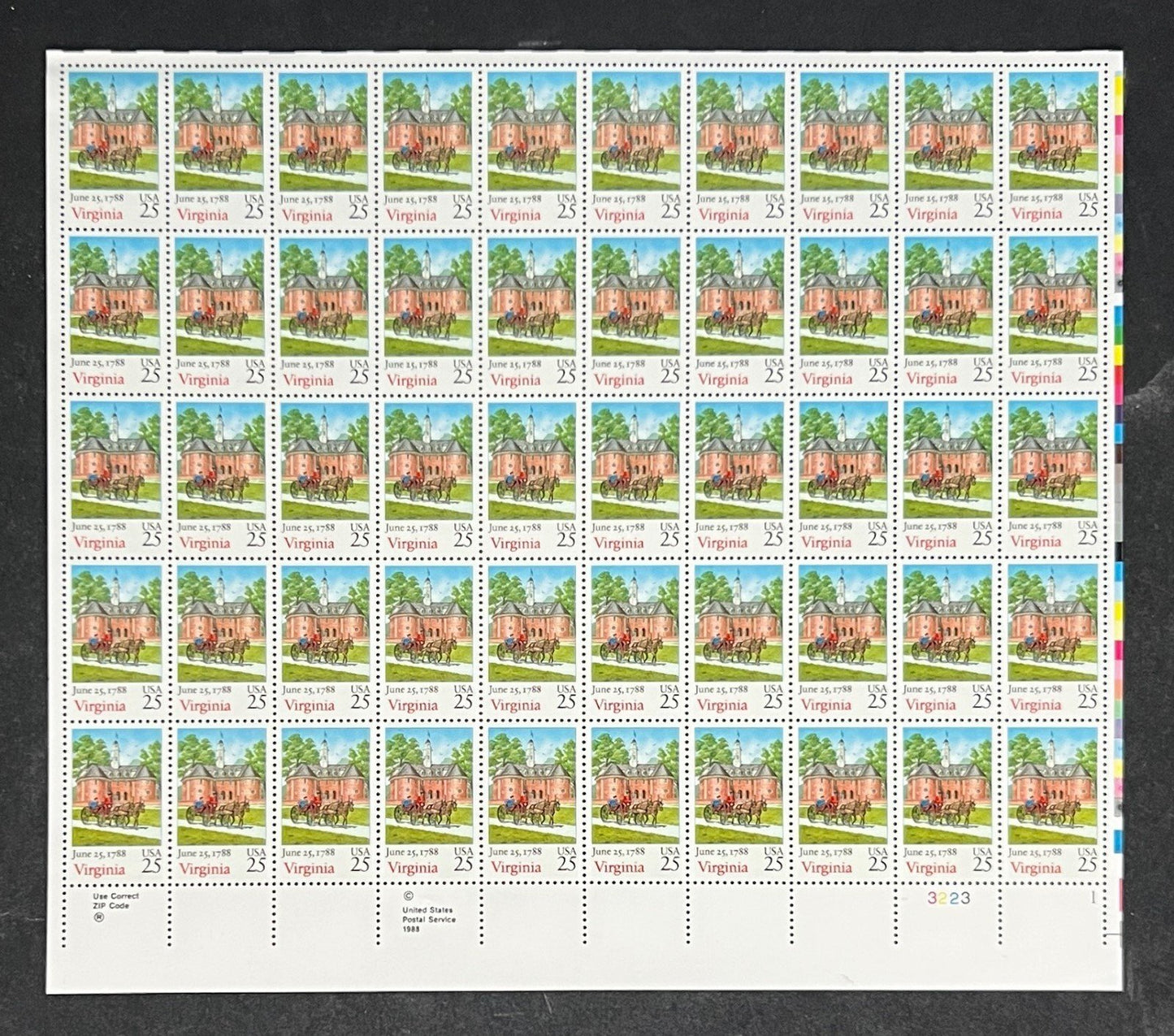 US 2345 Mint Sheet (MNH) Virginia 25-Cent 1988 ZAYIX