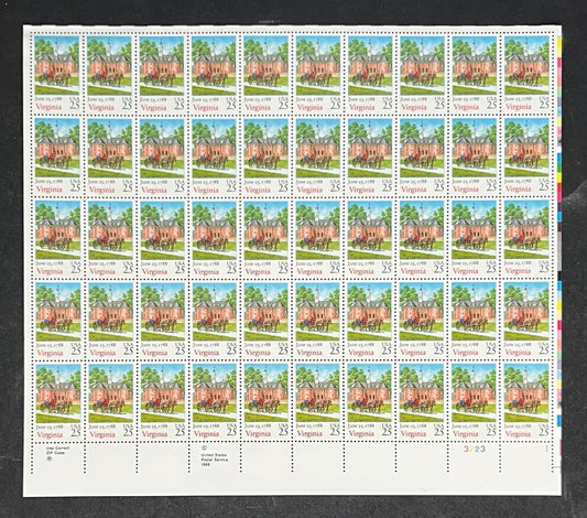 US 2345 Mint Sheet (MNH) Virginia 25-Cent 1988 ZAYIX