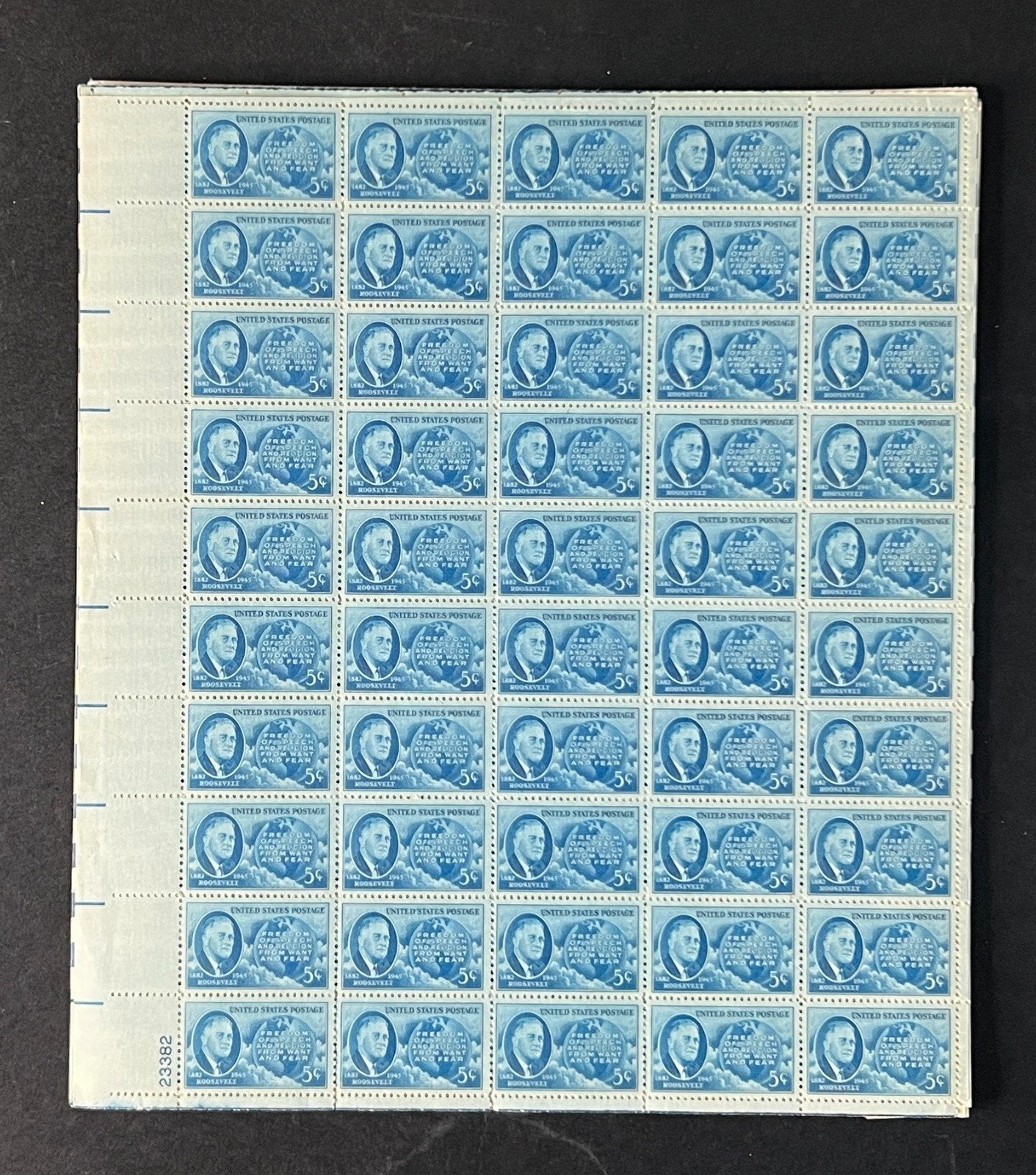 US 933 Mint Sheet (MNH) FDR Four Freedoms 5-Cent 1946 ZAYIX