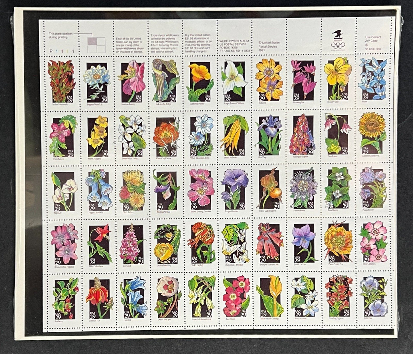 US 2647-2696 Mint Sheet (MNH) Wildflowers of America 29-Cent 1992 ZAYIX
