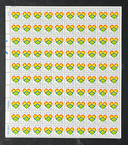 US 2248 Mint Sheet (MNH) Love Heart 22-Cent 1987 P#11231 ZAYIX