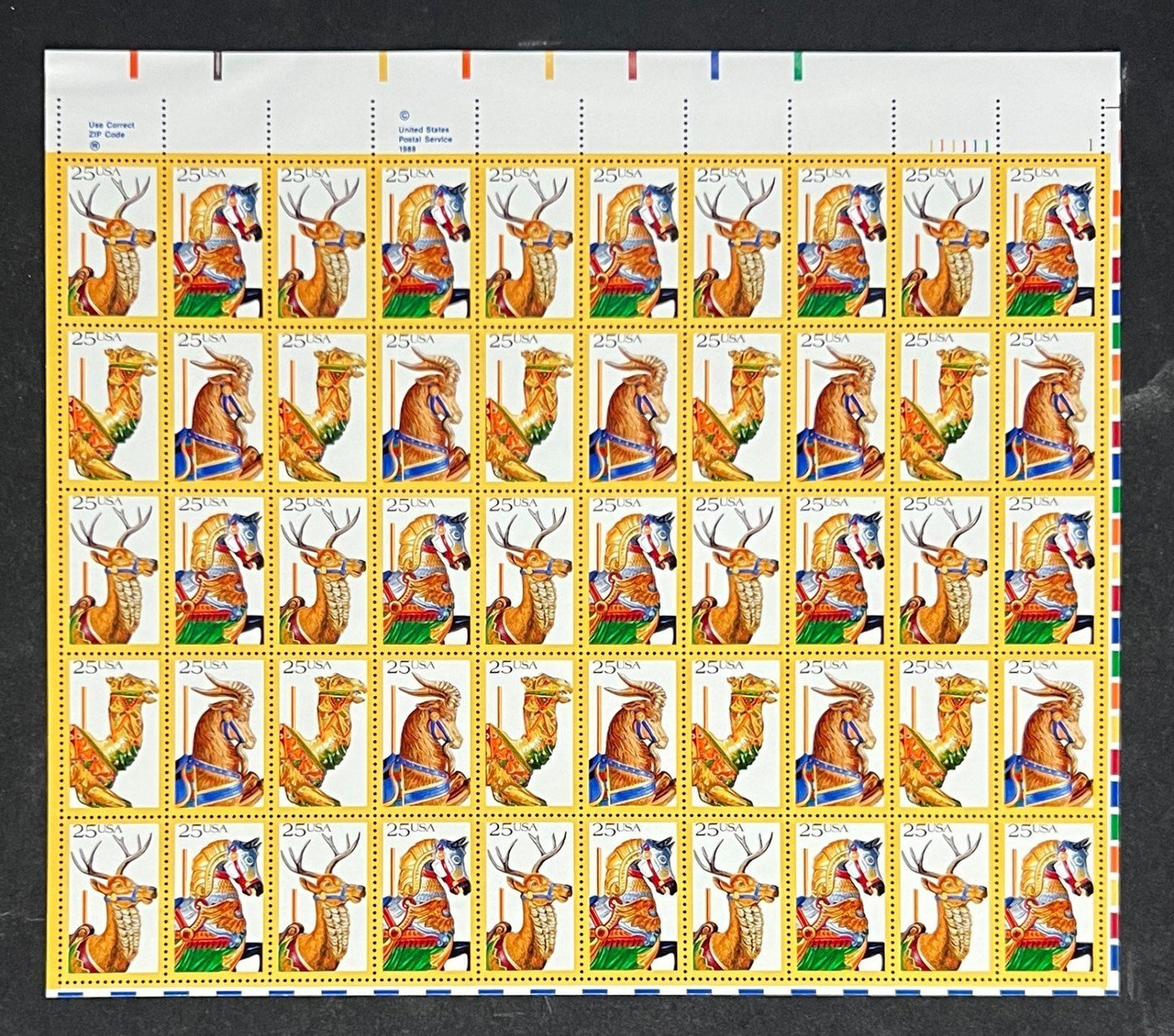 US 2390-2393 Mint Sheet (MNH) Carousel Animals 25-Cent 1988 ZAYIX