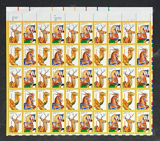 US 2390-2393 Mint Sheet (MNH) Carousel Animals 25-Cent 1988 ZAYIX