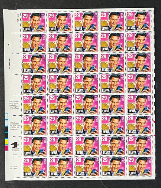 US 2721 Mint Sheet (MNH) Elvis Presley Singer Actor 29-Cent 1993 ZAYIX