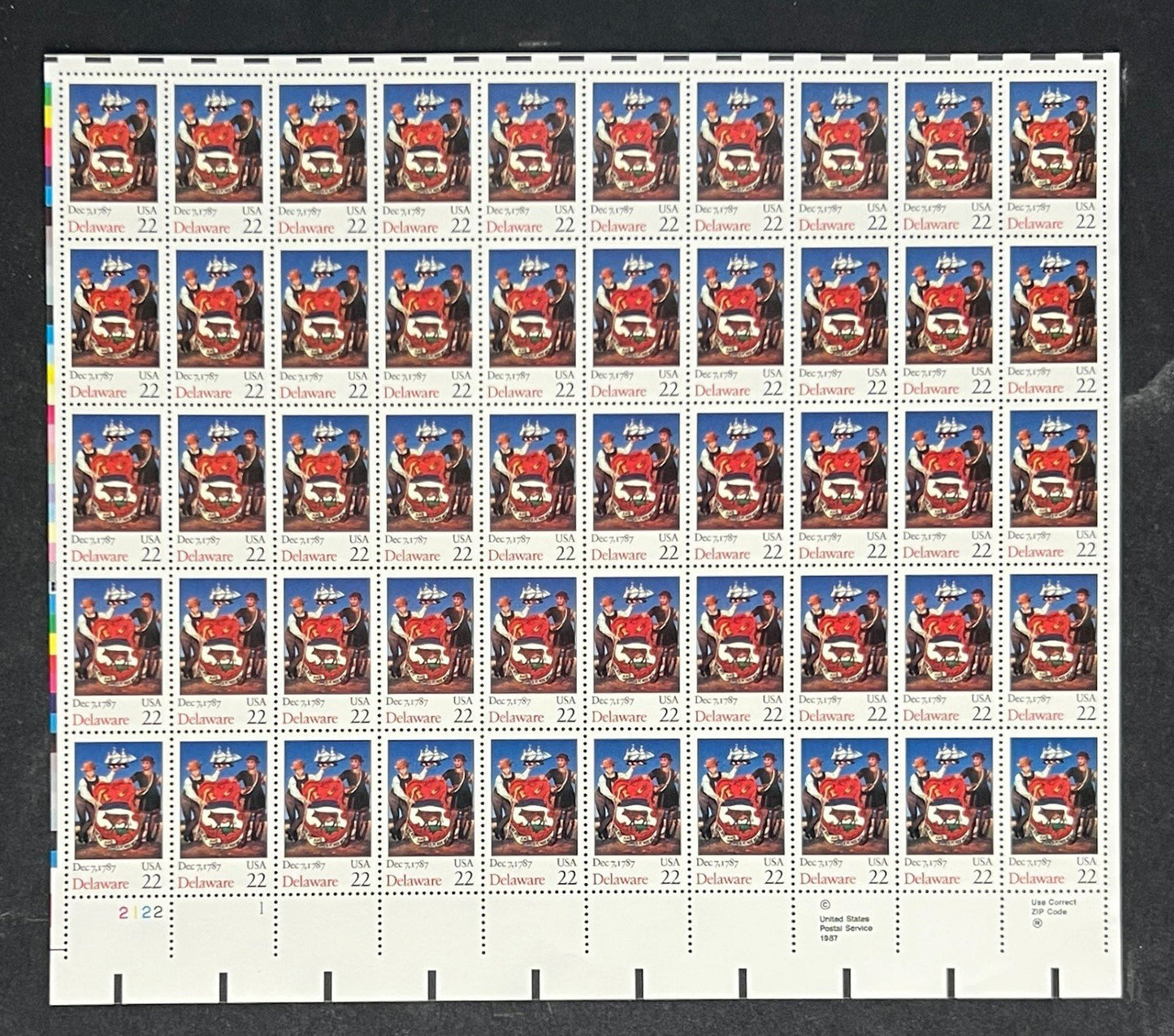 US 2336 Mint Sheet (MNH) Delaware 22-Cent 1987 ZAYIX