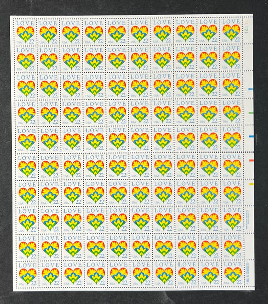 US 2248 Mint Sheet (MNH) Love Heart 22-Cent 1987 P#11121 ZAYIX