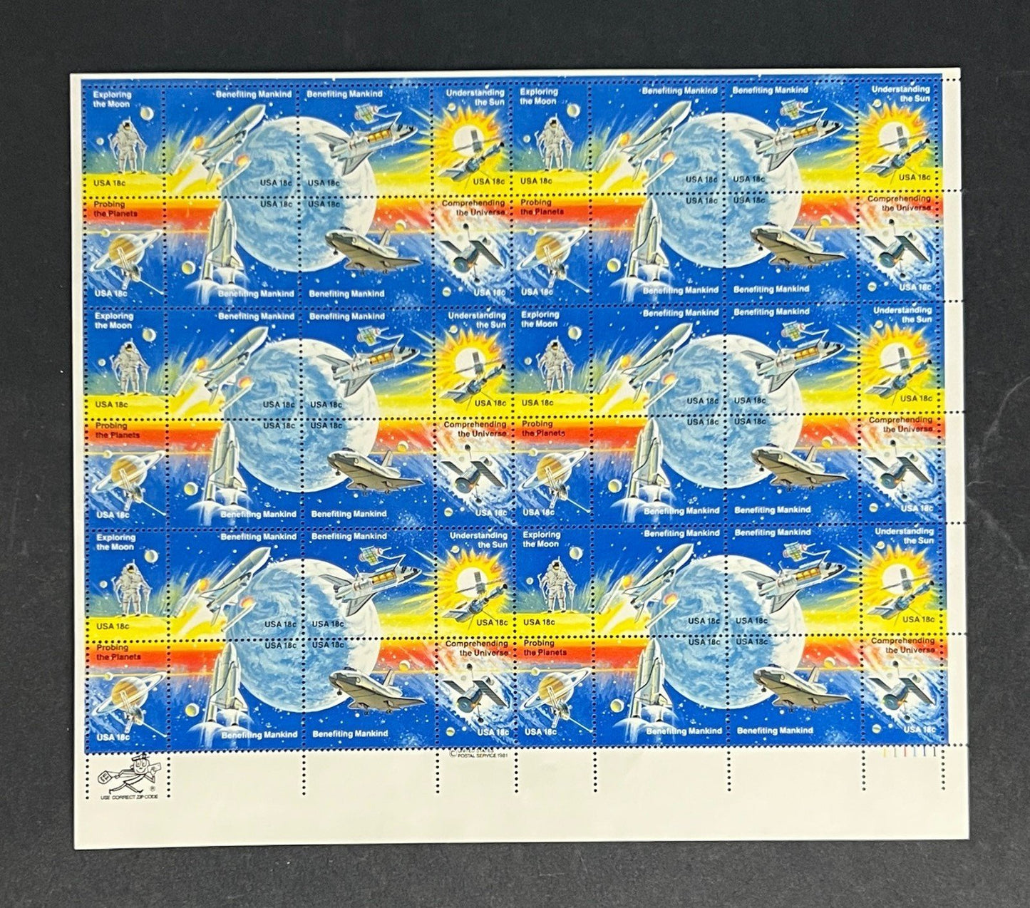 US 1912-1919 Mint Sheet (MNH) Space Achievements 18-Cent 1981 ZAYIX