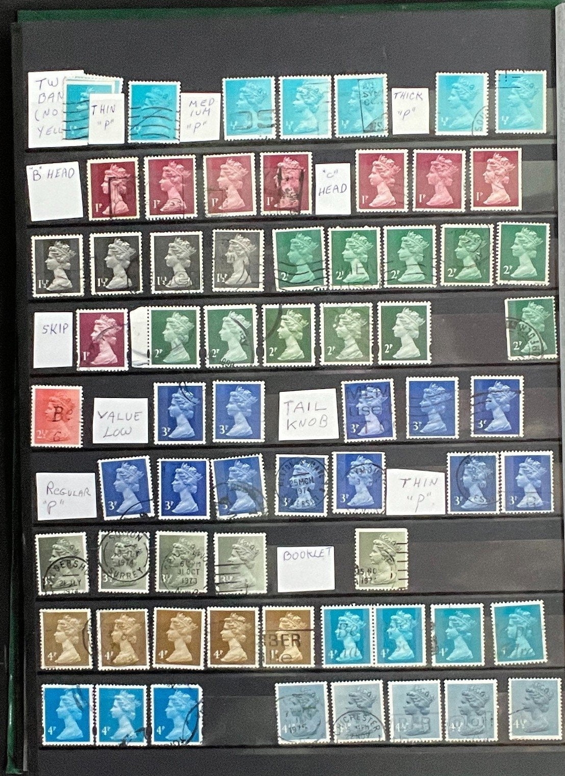 Machin Stamp Collection Stock Book Hundreds of Stamps Mint & Used ZAYIX