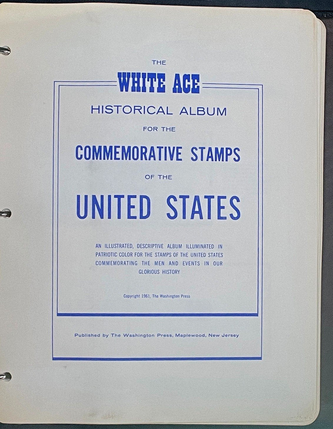 United States Plate Block Stamp Collection Album White Ace (MNH) 1953-1961 ZAYIX