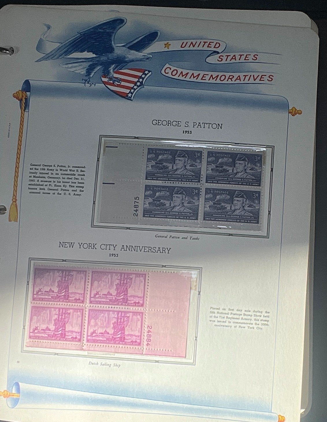 United States Plate Block Stamp Collection Album White Ace (MNH) 1953-1961 ZAYIX