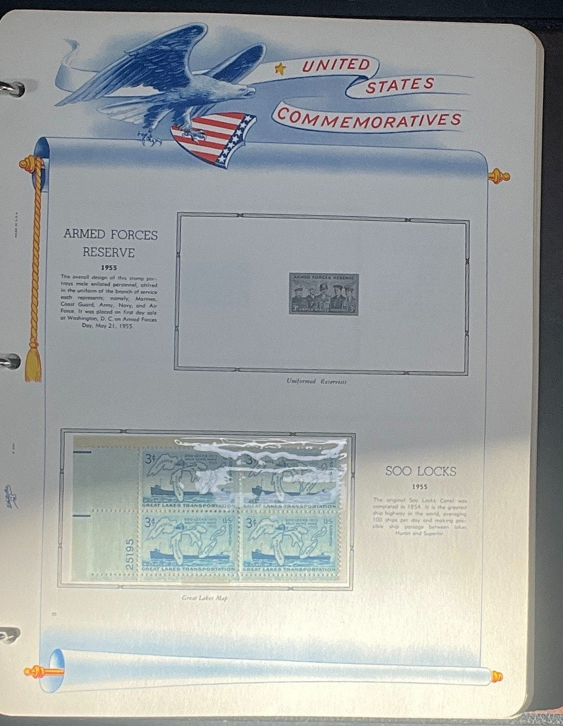 United States Plate Block Stamp Collection Album White Ace (MNH) 1953-1961 ZAYIX