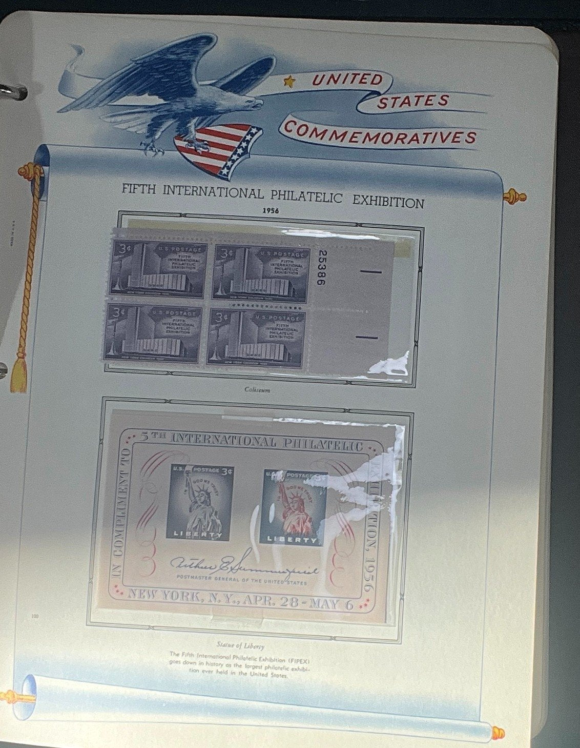 United States Plate Block Stamp Collection Album White Ace (MNH) 1953-1961 ZAYIX