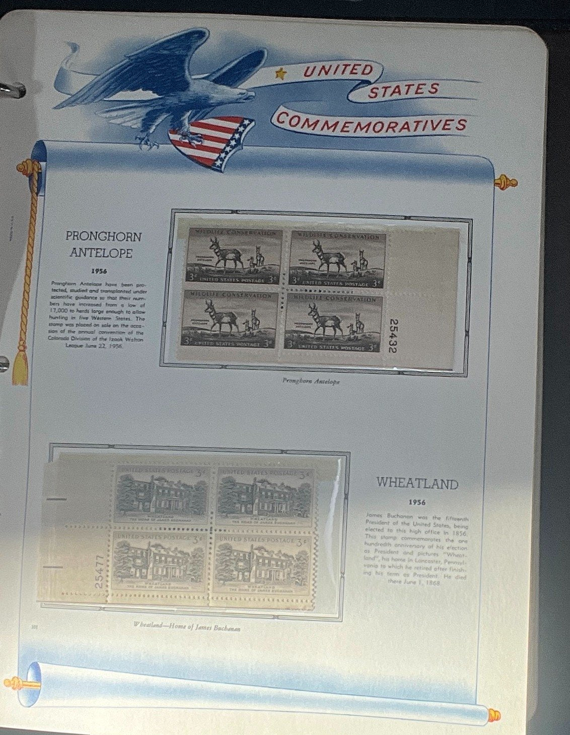 United States Plate Block Stamp Collection Album White Ace (MNH) 1953-1961 ZAYIX