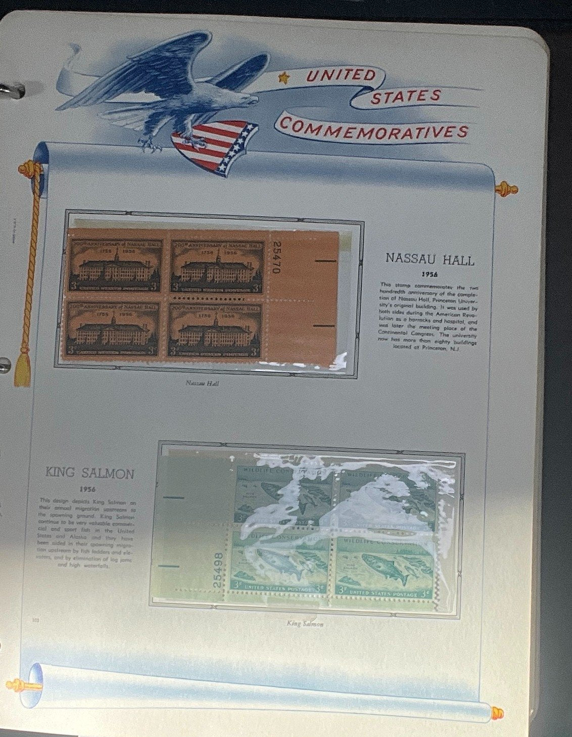 United States Plate Block Stamp Collection Album White Ace (MNH) 1953-1961 ZAYIX