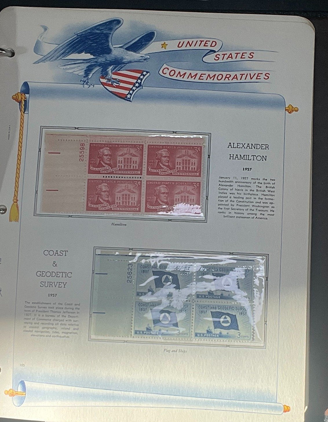 United States Plate Block Stamp Collection Album White Ace (MNH) 1953-1961 ZAYIX