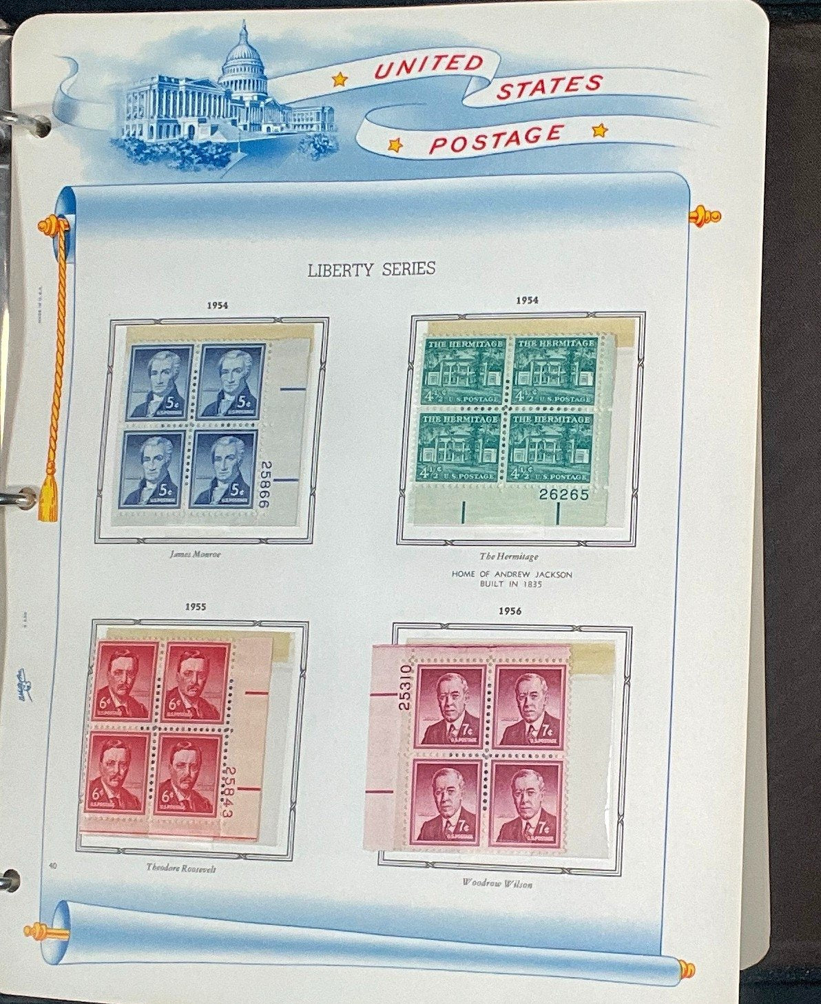 United States Plate Block Stamp Collection Album White Ace (MNH) 1918-1963 ZAYIX