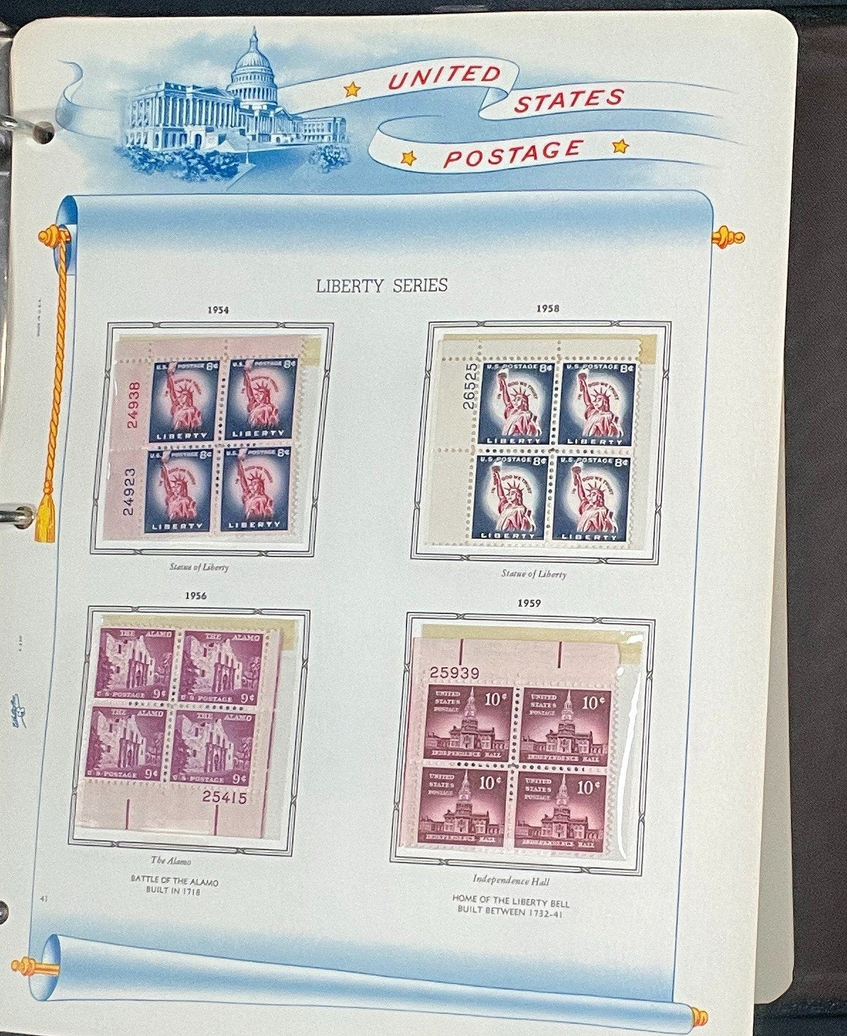 United States Plate Block Stamp Collection Album White Ace (MNH) 1918-1963 ZAYIX