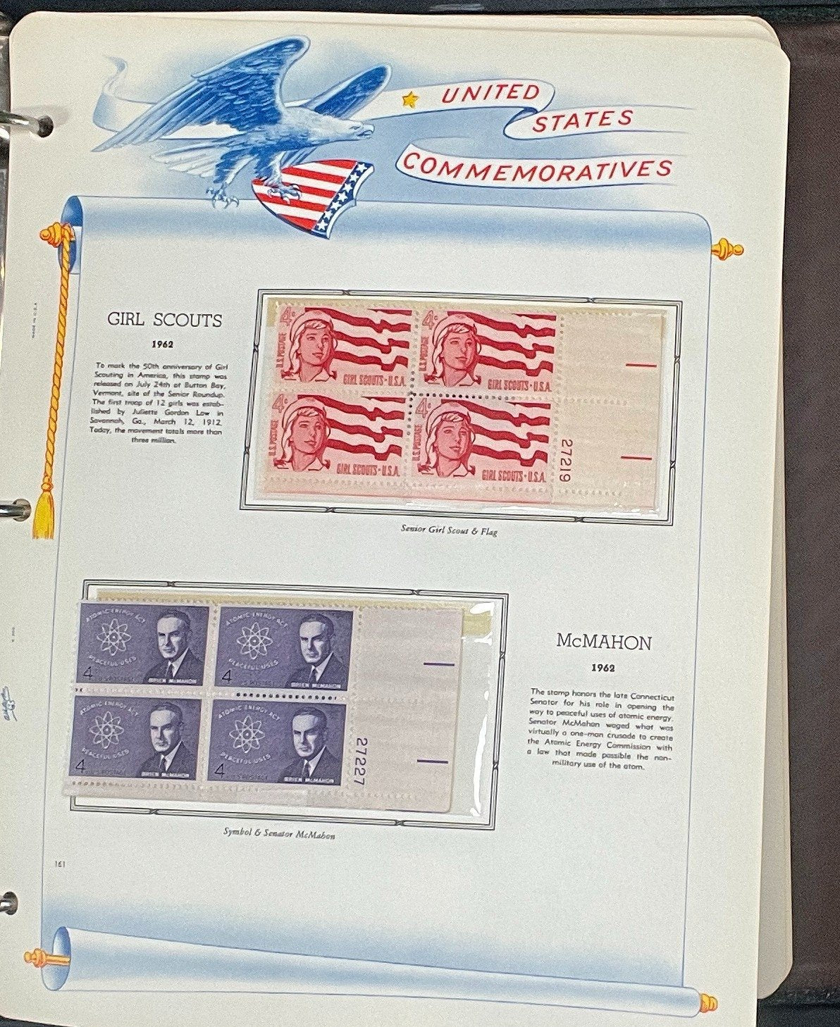 United States Plate Block Stamp Collection Album White Ace (MNH) 1918-1963 ZAYIX